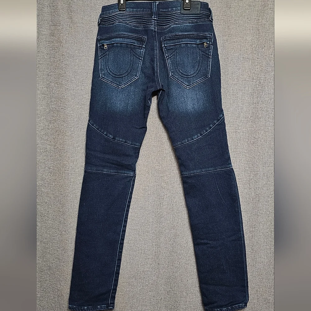 True Religion ROCCO Moto Relaxed Skinny Jeans Men's Size 29 Dark Wash Preloved